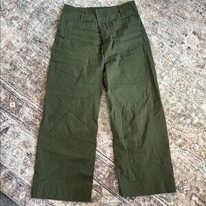 Anthropologie Maeve Colette Cropped Wide Leg Green Pants